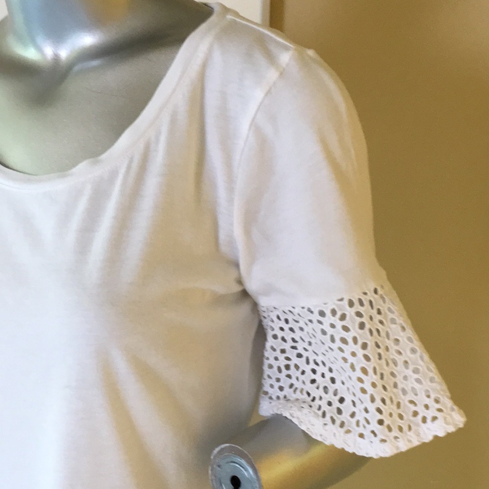 TALBOTS | EYELET CUFF TEE Solid White - image 7
